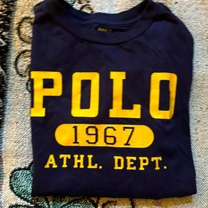 Ralph Lauren Polo boys size 6 short- sleeve t-shirt blue w/gold lettering